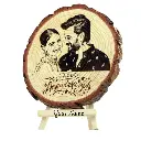 Naturexpress Personalized Natural Wooden Slice Photo Frame With Wood Stand- Custom Name & Design Photo Frames(Gifts for Birthdays, Anniversaries, & Corporate Events) Unique Gift with Engraved Names